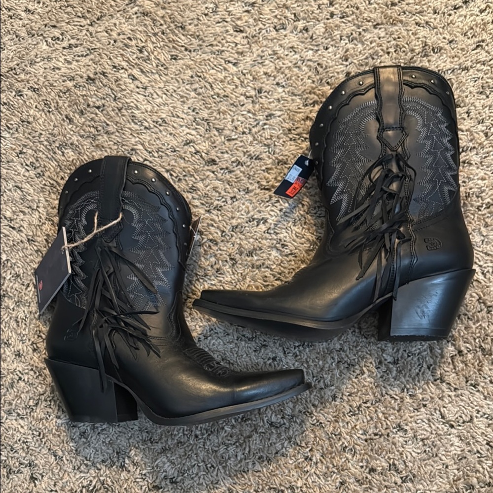 Durango Black Western Fringe Heeled Boots